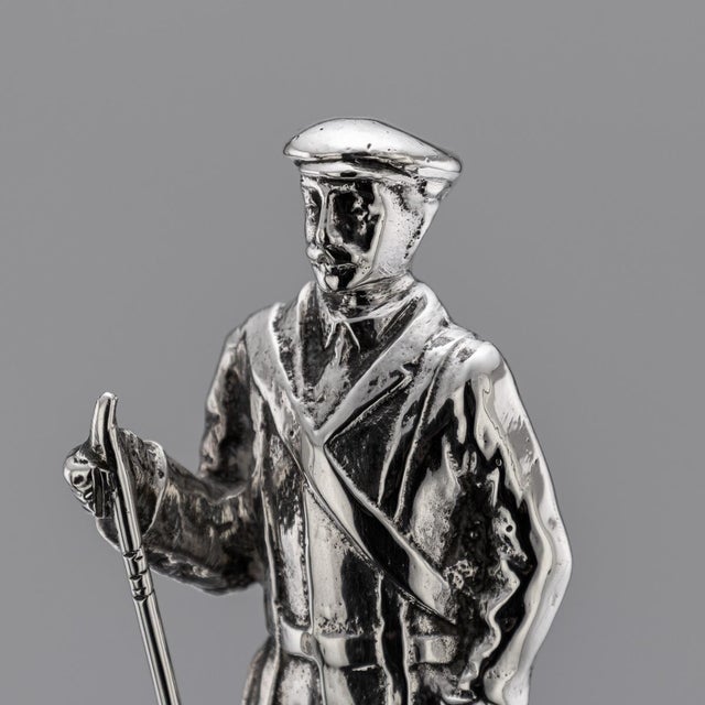 Antique 20th Century English Silver Fisherman Statue on Granite Base, 1902 For Sale - Image 6 of 14