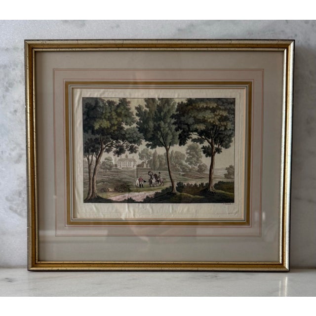 Early 19th Century Antique Framed Mount Vernon Estate Etching by Paolo Fumagalli For Sale - Image 5 of 11