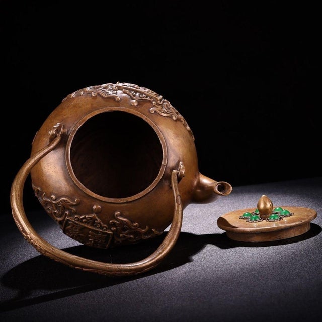 Late 19th Century Copper Teapot With Gemstone Inlays, 1.1kg For Sale In Los Angeles - Image 6 of 9