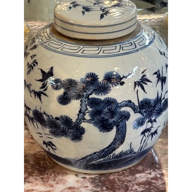 Chinese Pair of Vintage Chinese Covered Jars For Sale - Image 3 of 7