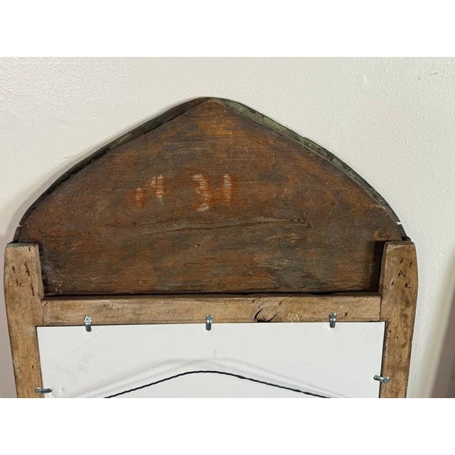 Pair of 19th Century Painted Folk Art Arched Mirrors With Heraldic Lion Crests For Sale - Image 12 of 13