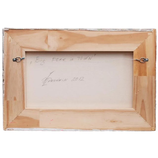 2012 Vlad Pronkin Original "Big Pear in an Old City" Surrealist Painting, Signed For Sale - Image 10 of 13