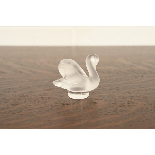 Lalique Art Deco Frosted Crystal Swan Figurine For Sale - Image 14 of 14