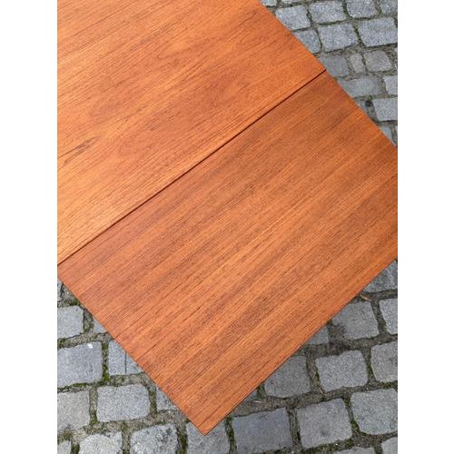 Brown Extendable Teak Dining Table with Oak Legs For Sale - Image 8 of 11