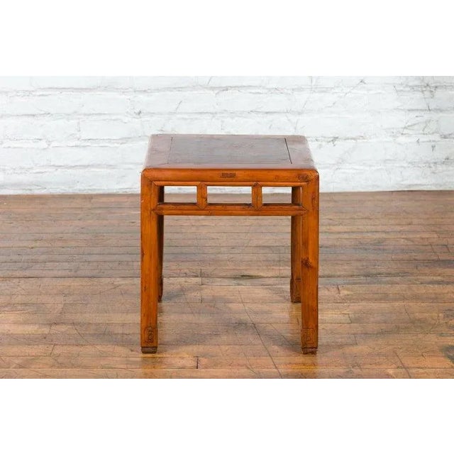 Vintage Chinese Elm Side Table with Burl Wood Top & Scrolling Carved Feet For Sale In New York - Image 6 of 13