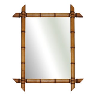 French Style Decorative Faux Bamboo Wall Mirror For Sale