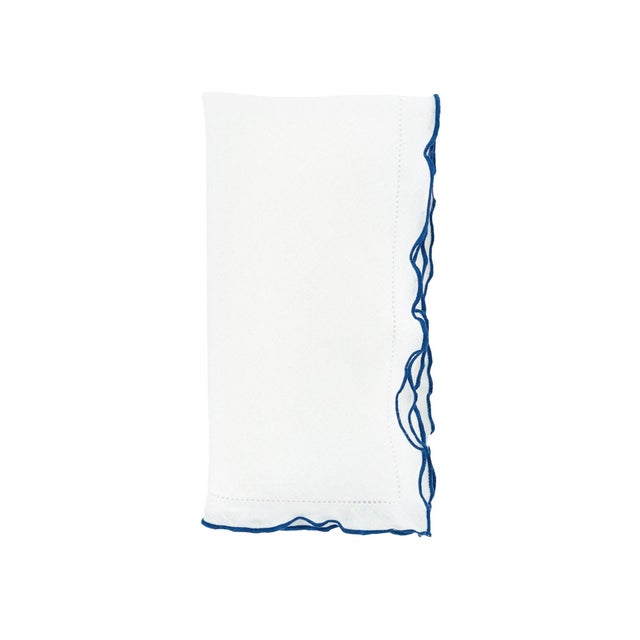 Add a timeless touch of elegance to your table with our White Linen Napkins with Navy Ruffled Hemstitch Edges. This set of...