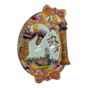 French Quimper Maiden & Bagpipe Box