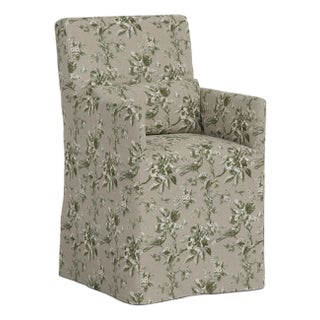 Slipcover for Stoffer Home x Cloth & Company for Lindy Slipcover Dining Armchair in Bird Toile Olive For Sale