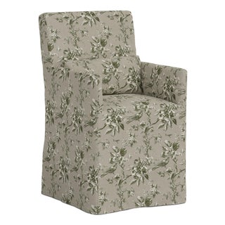 Stoffer Home x Cloth & Company Slipcover for Lindy Dining Armchair in Bird Toile Olive For Sale