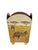 Vintage light wood wastebasket with images of zebras in the Serengeti. Images are colorful realistic prints. Wastebasket...