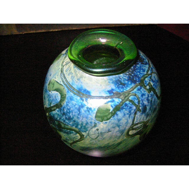 California Artist Loren Chapman Abstract Expressionist Signed Glass Vase For Sale - Image 16 of 18