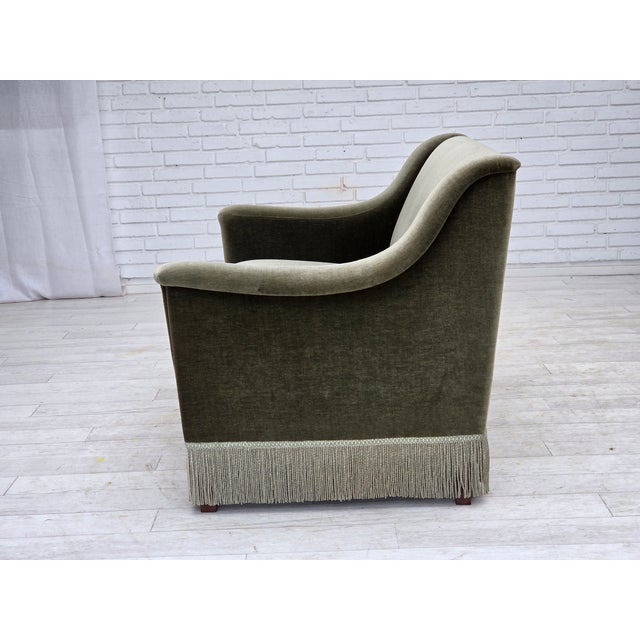 Vintage Danish Two-Seater Sofa in Green Furniture Velour and Beech Wood, 1970s For Sale - Image 18 of 18
