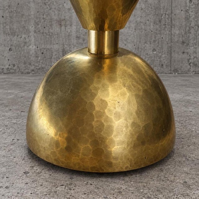 2000 - 2009 Postmodern Hammered Brass Diabolo Candleholders, 1970s, Set of 2 For Sale - Image 5 of 6