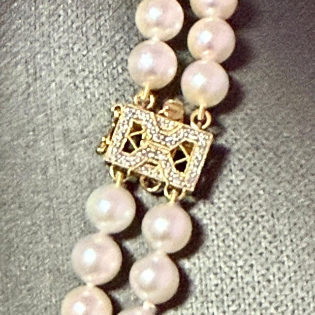 2010s Akoya Pearl Diamond Necklace 17" 6.34 mm 18k Gold Estate Certified $5950 For Sale - Image 5 of 8