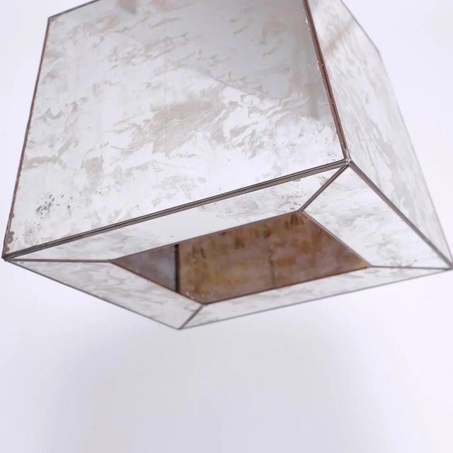 Midcentury Marbleized Mirror Pendant or Light Fixture For Sale - Image 4 of 7