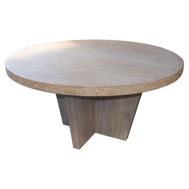 2010s Andrianna Shamaris Impressive Shell Inlay Teak Wood Dining Table For Sale - Image 5 of 18