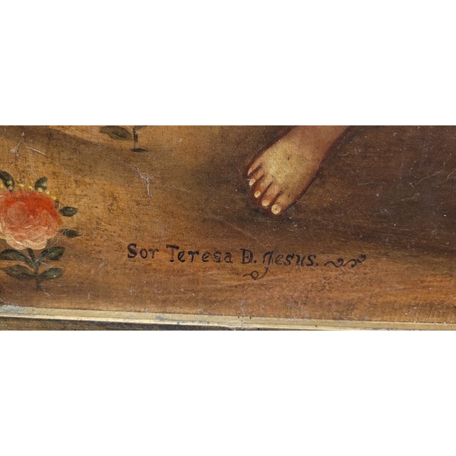 Folk Art Exceptional Vintage Spanish Colonial Baroque Style Painting For Sale - Image 3 of 12