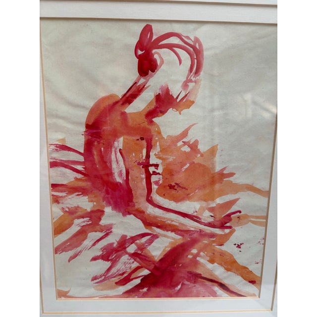 Vintage Ballet Dancer Artisan Watercolor Painting For Sale - Image 4 of 6