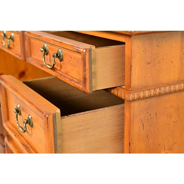Wood Sligh Furniture Georgian Carved Pine Leather Top Executive Desk, Circa 1960s For Sale - Image 7 of 13