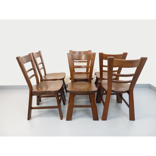 Mid-Century Modern Vintage Brutalist Oak Chairs, 1960s, Set of 6 For Sale - Image 3 of 18