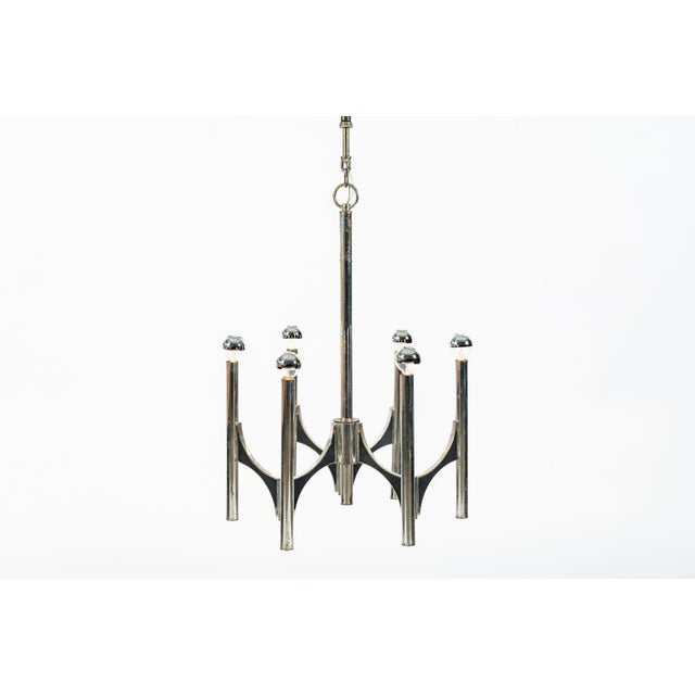 Gaetano Sciolari Italian Chrome Mid Century Modern Chandelier, 1970s For Sale In Detroit - Image 6 of 12