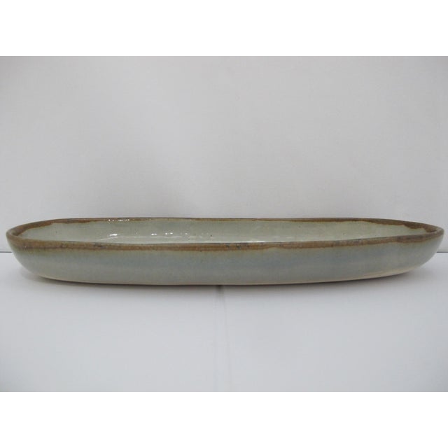 El Palomar Ken Edwards Blue Bird Tonala Mexico Folk Art Pottery Oval Tray Dish For Sale - Image 4 of 10