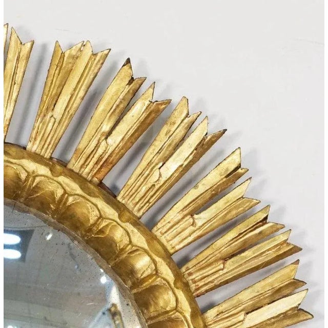 Spanish Gilt Starburst or Sunburst Mirror With Convex Glass (Dia 25) For Sale - Image 10 of 12