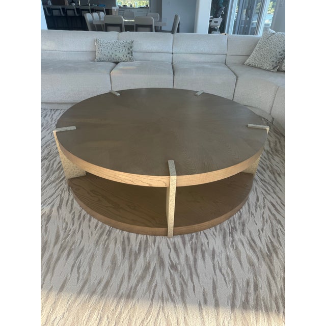 Wood Theodore Alexander Solid Wood Round Coffee Table For Sale - Image 7 of 9