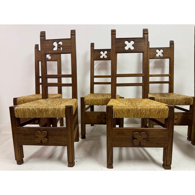 Vintage Arts and Crafts Dining Chairs, 1920, Set of 6 For Sale - Image 3 of 14
