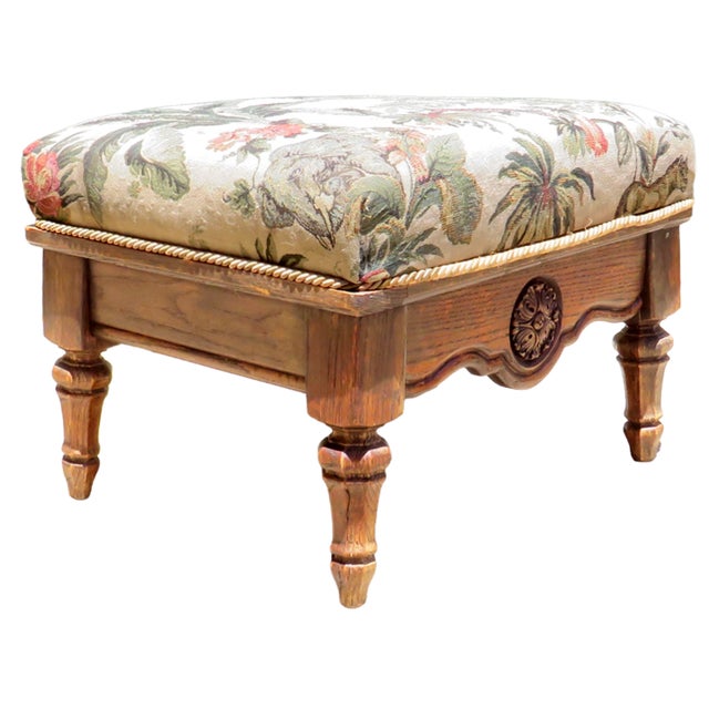Add timeless classic European-inspired appeal to your home with this charming vintage upholstered ottoman, featuring a...
