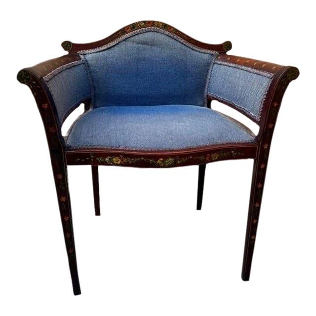 Early 20th Century Edwardian Style Satinwood Dressing Chair For Sale