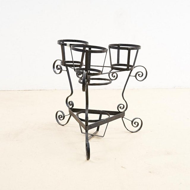 Vintage Wrought Iron Vase Holder For Sale - Image 3 of 5