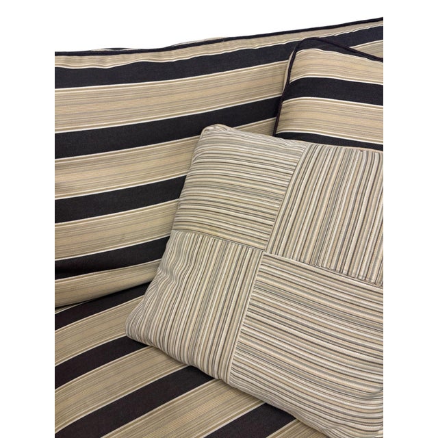Custom Striped Upholstered Sofa Attributed to Burton James For Sale - Image 4 of 4