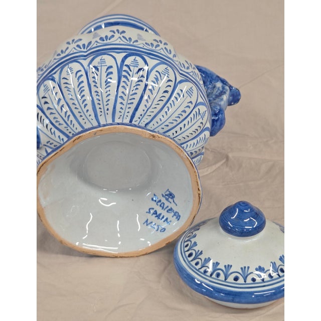 Late 20th Century Vintage Spanish Talavera Blue and White 16 Piece Coffee Set For Sale - Image 5 of 15