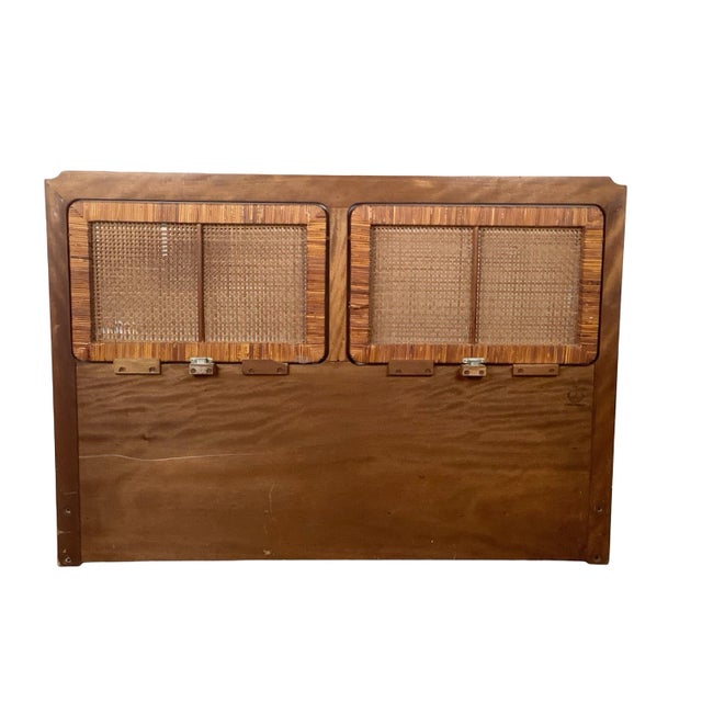 Brown Scandinavian Modern Headboard W/ Cane Panels, Full For Sale - Image 8 of 12