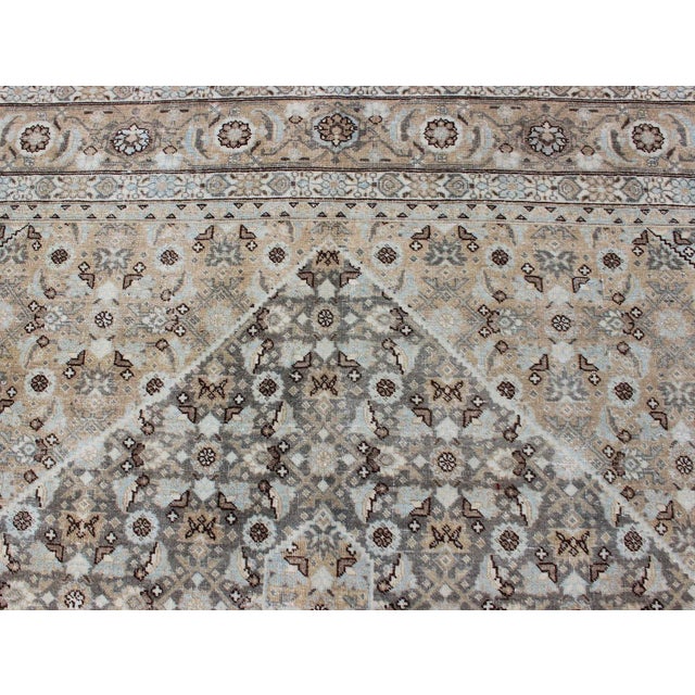 Textile Early 20th Century Antique Persian Tabriz Carpet With Geometric Diamond Design in Earth Tones For Sale - Image 7 of 13