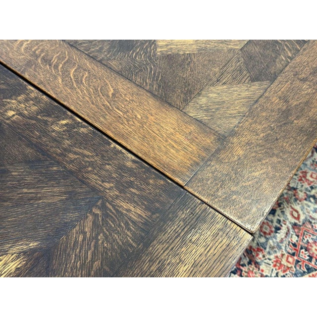 Brown Extendable Oak Table with Gothic Decoration, 1930s For Sale - Image 8 of 18