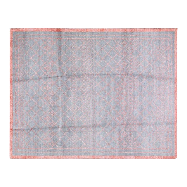 Contemporary Geometric Hand Knotted Wool Rug, 7'10x10'4 For Sale