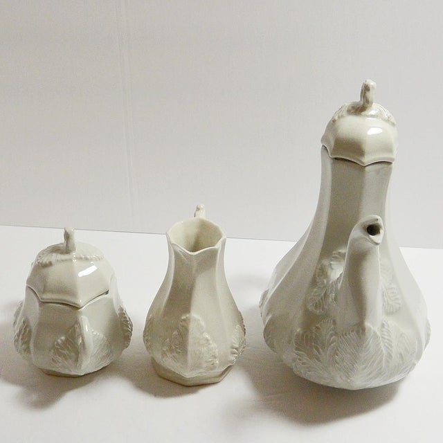 Mid-Century Modern Vintage Red-Cliff White Ironstone Coffee/Tea Set- 3 Pieces For Sale - Image 3 of 9