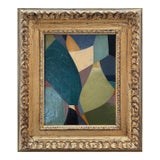 Contemporary "Be Jeweled" Abstract Oil Painting in Vintage Gold Frame For Sale