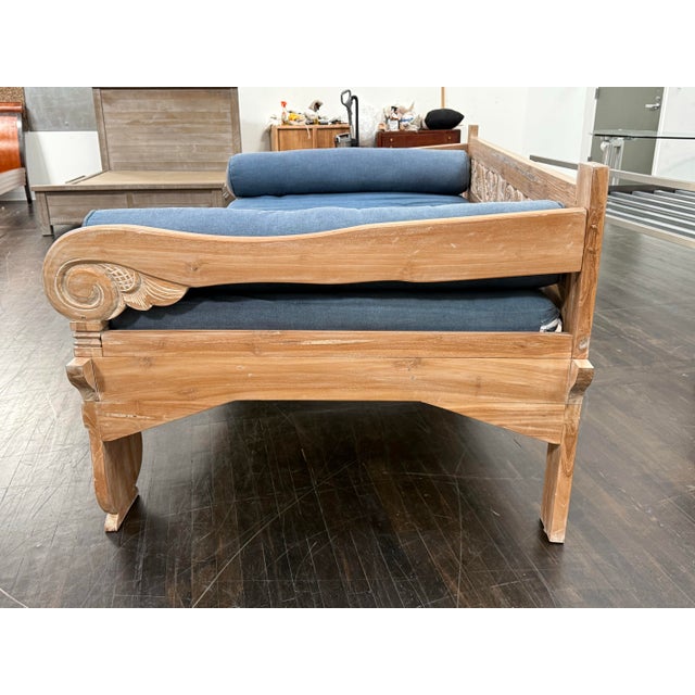 Hand-Carved Teak Daybed, Vintage For Sale - Image 4 of 12