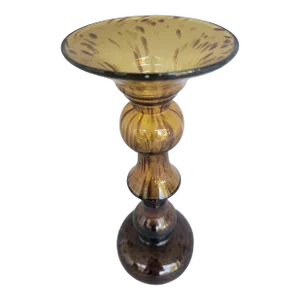 Glass Faux Tortoise Candlestick