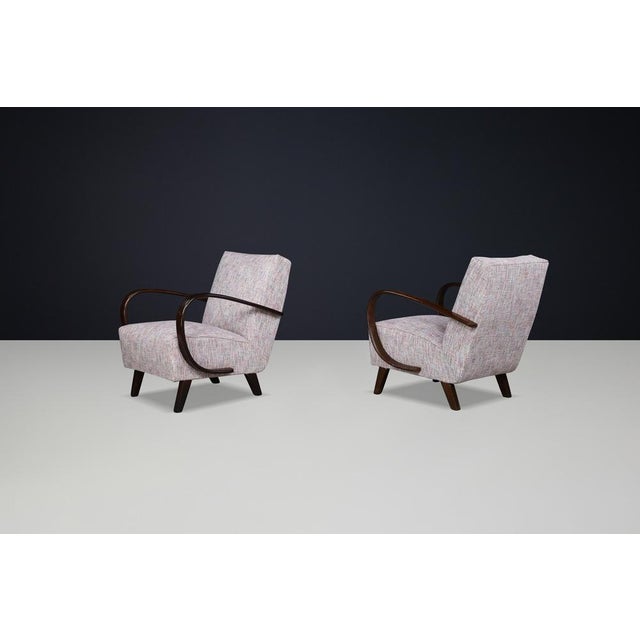 Upholstered Bentwood Lounge Chairs by Jindrich Halabala, 1940s, Set of 2 For Sale - Image 4 of 11