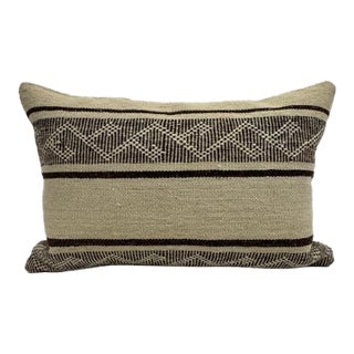 Turkish Hemp Pillow Cushion Natural Beige Brown Pillow Cushion Cover 16" x 24" For Sale