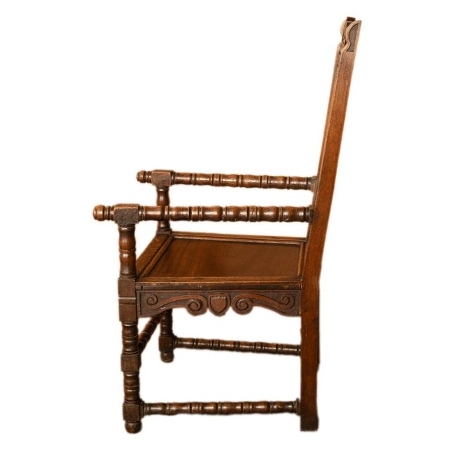 1900 - 1909 Antique Welsh Carved Oak Eisteddfod Bardic Chair Newmarket Trelawnyd Wales 1901 For Sale - Image 5 of 17