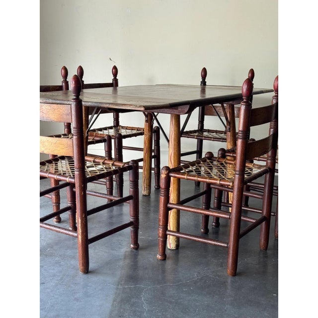 Antique Scandinavian Painted Folk Art Dining Set For Sale In Tampa - Image 6 of 12