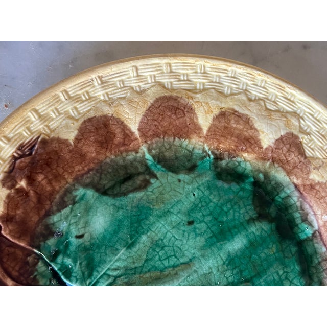 Griffin Smith & Hill Maple Leaf Etruscan Majolica Plate For Sale - Image 4 of 8