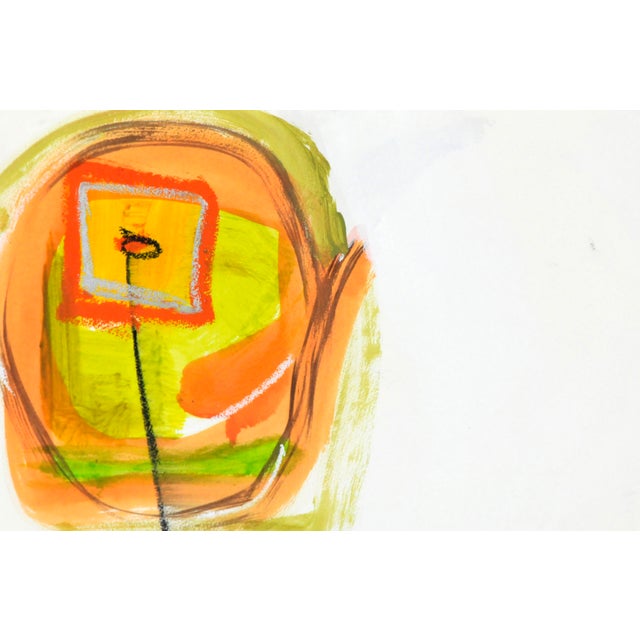 An original abstract acrylic, oil stick, charcoal painting on heavyweight watercolor paper by contemporary Abstract...