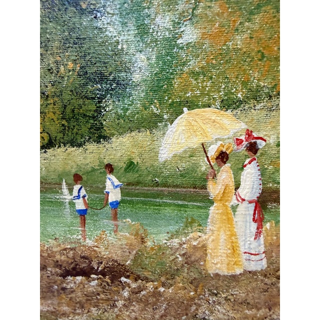 Wood Vintage 1960 Impressionist Painting Signed Montrec For Sale - Image 7 of 12